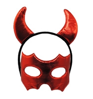 Red Devil Horns Headband With Eye Mask 2 Pc Set