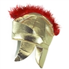 Plush Roman Trojan Warrior Spartan Soldier Gold LamÃ© Costume Helmet w/ Red Faux Fur Plume Crest