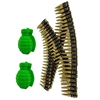 Gold & Black Plastic Costume Bullet Belt Bandolier With Two Foam Grenades