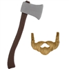 24" Plastic Lumberjack Axe & Brown Beard Costume Set